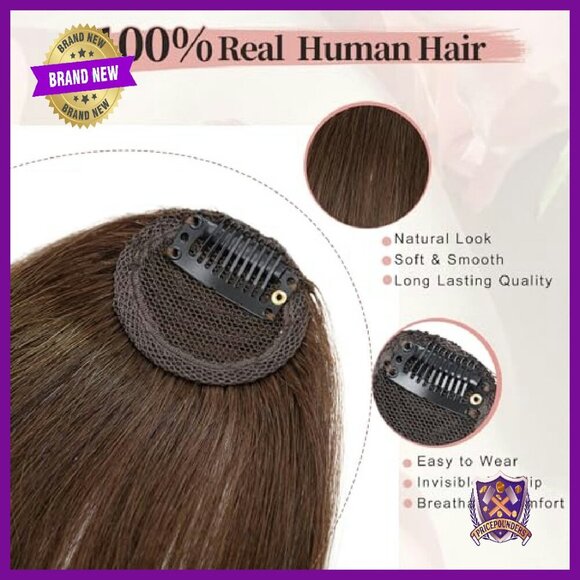 100% Human Hair Clip-In Bangs with Temples for Instant Style main image 7